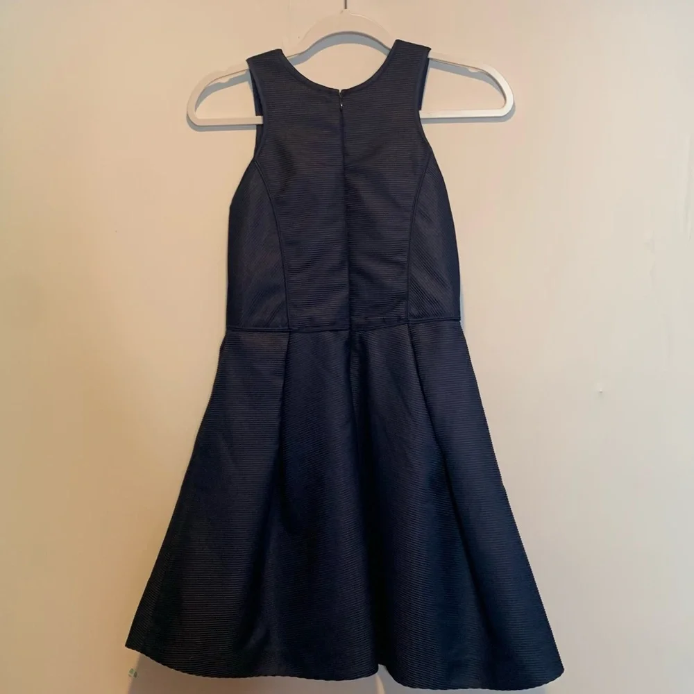 Maje Grease Fit and Flare Midnight Blue Marine Mini Dress Ribbed Textured - Picture 5 of 9